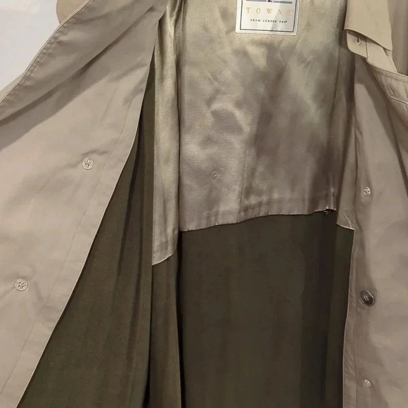Towne London Fog Trench Coat Tan Long size 44R Removable Wool Liner - Picture 6 of 11